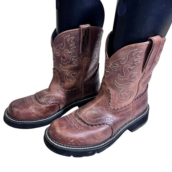 ARIAT Boots 9.5B Fatbaby Saddle Russet Rebel Dapper Western Leather Pull On - Picture 5 of 9